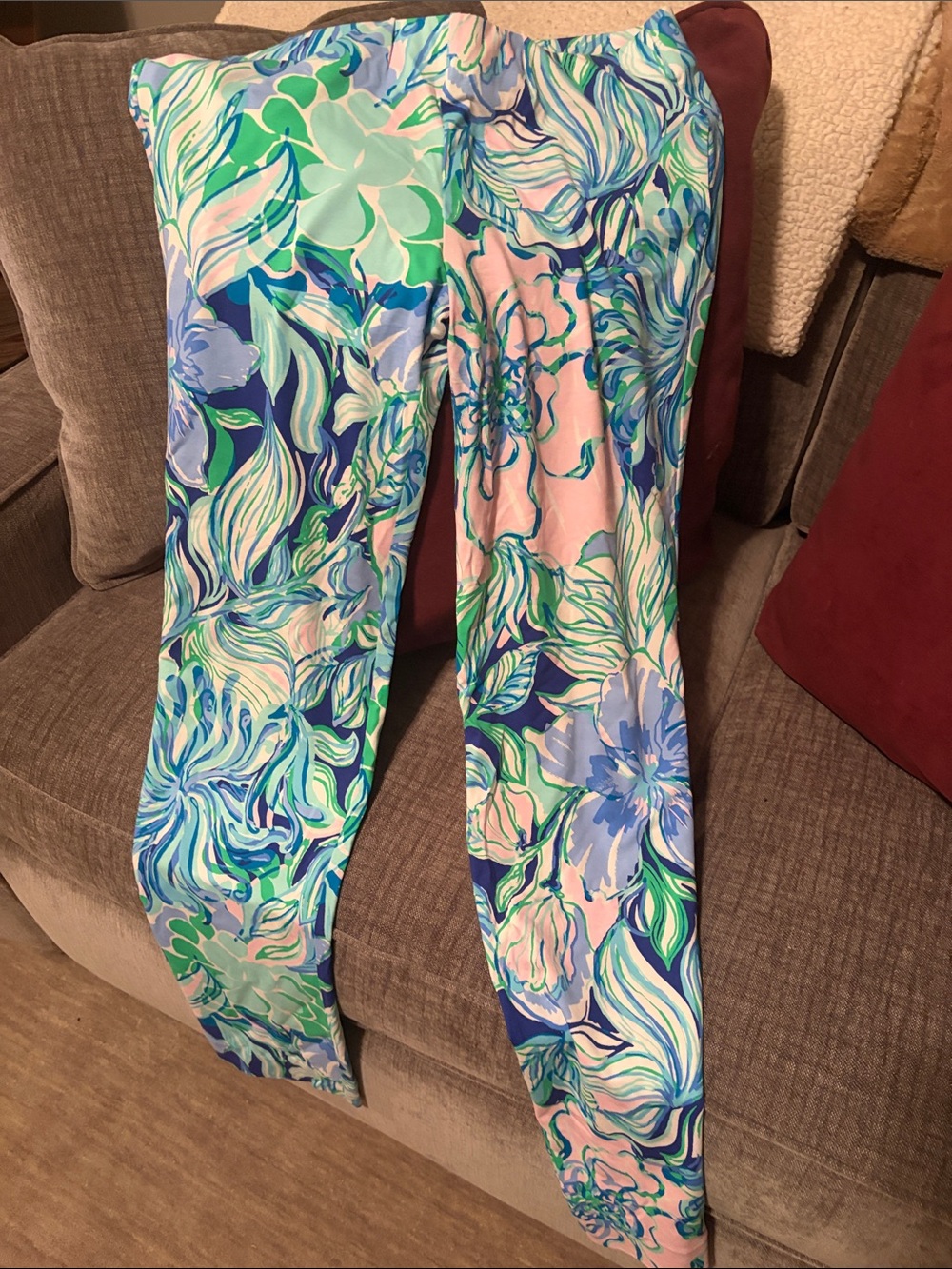 Lily Pulitzer Floral Print Stretch Pants (not leggings) - Pink & Blue